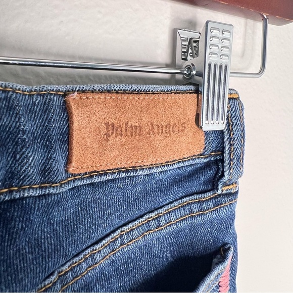 Palm Angels Girls Blue Denim Flared  Jeans 4 #10 - Picture 4 of 9